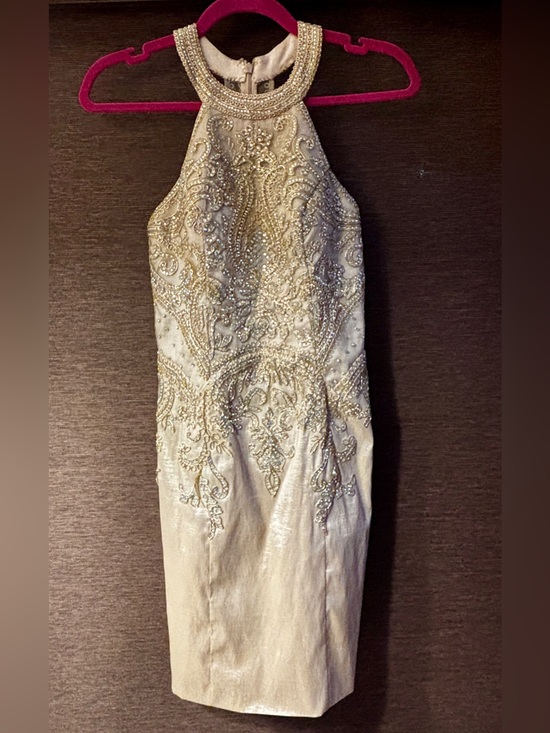 Amelia Couture Dresses & Skirts - Amelia Couture Embellished champagne hue Halter Dress